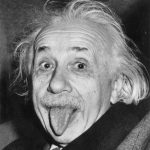 Albert Einstein (1879-1955) american physicist (german born) sticking his tongue out, the picture was taken on march 14, 1951 and distributed for his 72nd birthday