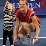 Kim Clijsters with daughter Jada Ellie after she won the Wom